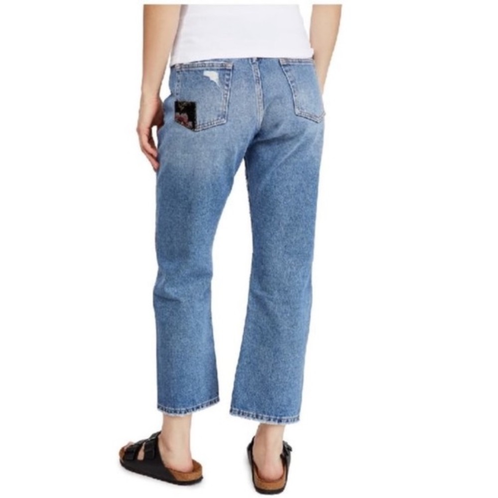 Free People We The Free Poppy patch straight leg jeans size 27 New - Picture 3 of 10